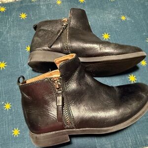 Kid's Black Leather Ankle Boots